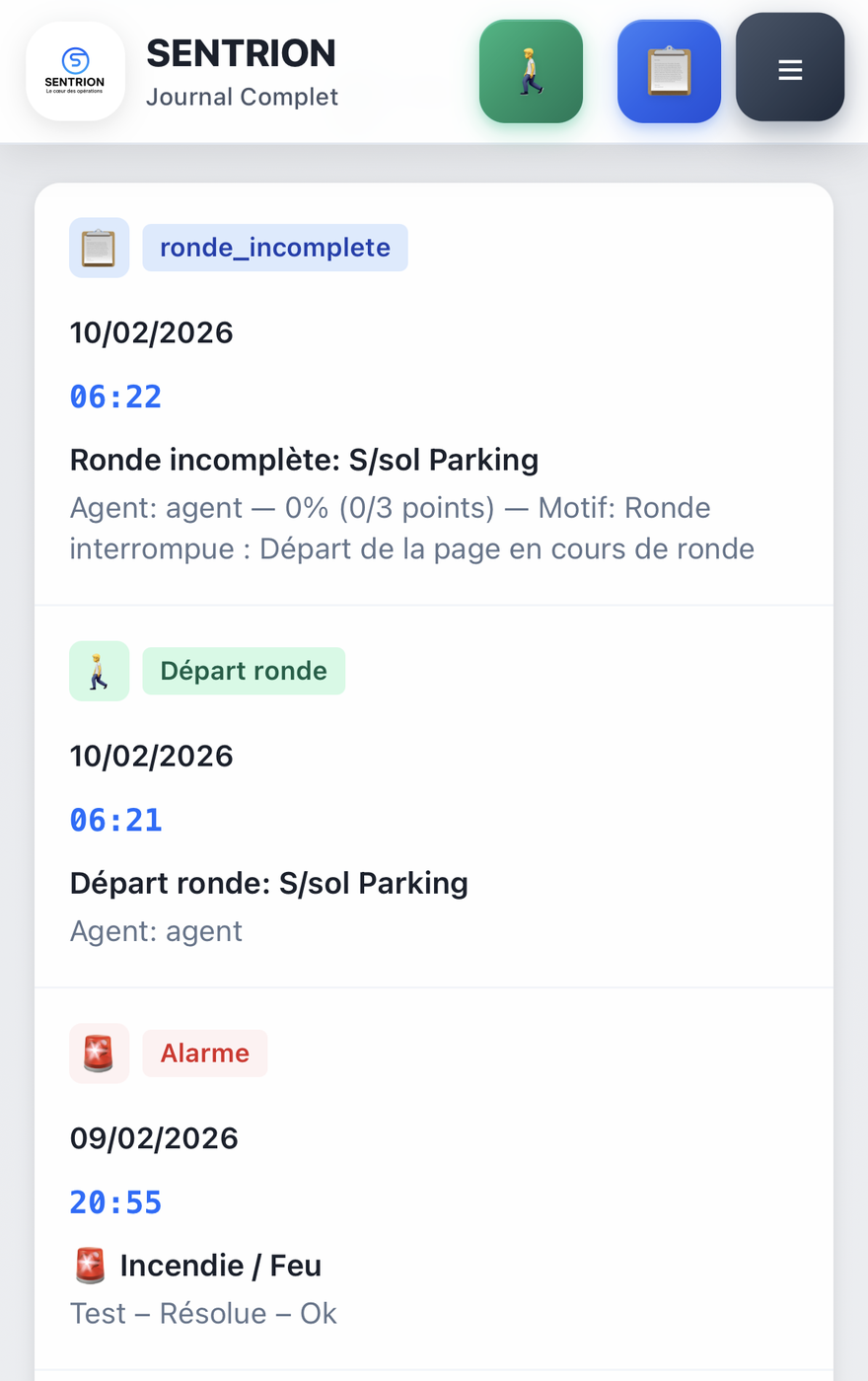 Vue Mobile SENTRION